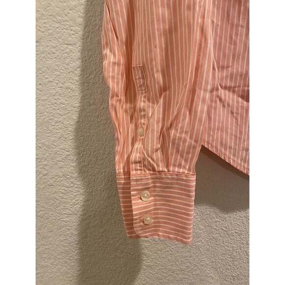 Vineyard Vines Women's Peach White Long Sleeve Collared Button Down Shirt Size S - Picture 5 of 6